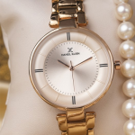 Women Rose Gold Analogue Watch DK11467-3